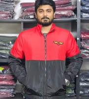 Premium Quality Winter high neck saskin padding jacket - Cream & Navy Blue 103