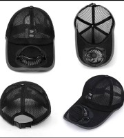 Solar USB Charging Fan Baseball Cap black